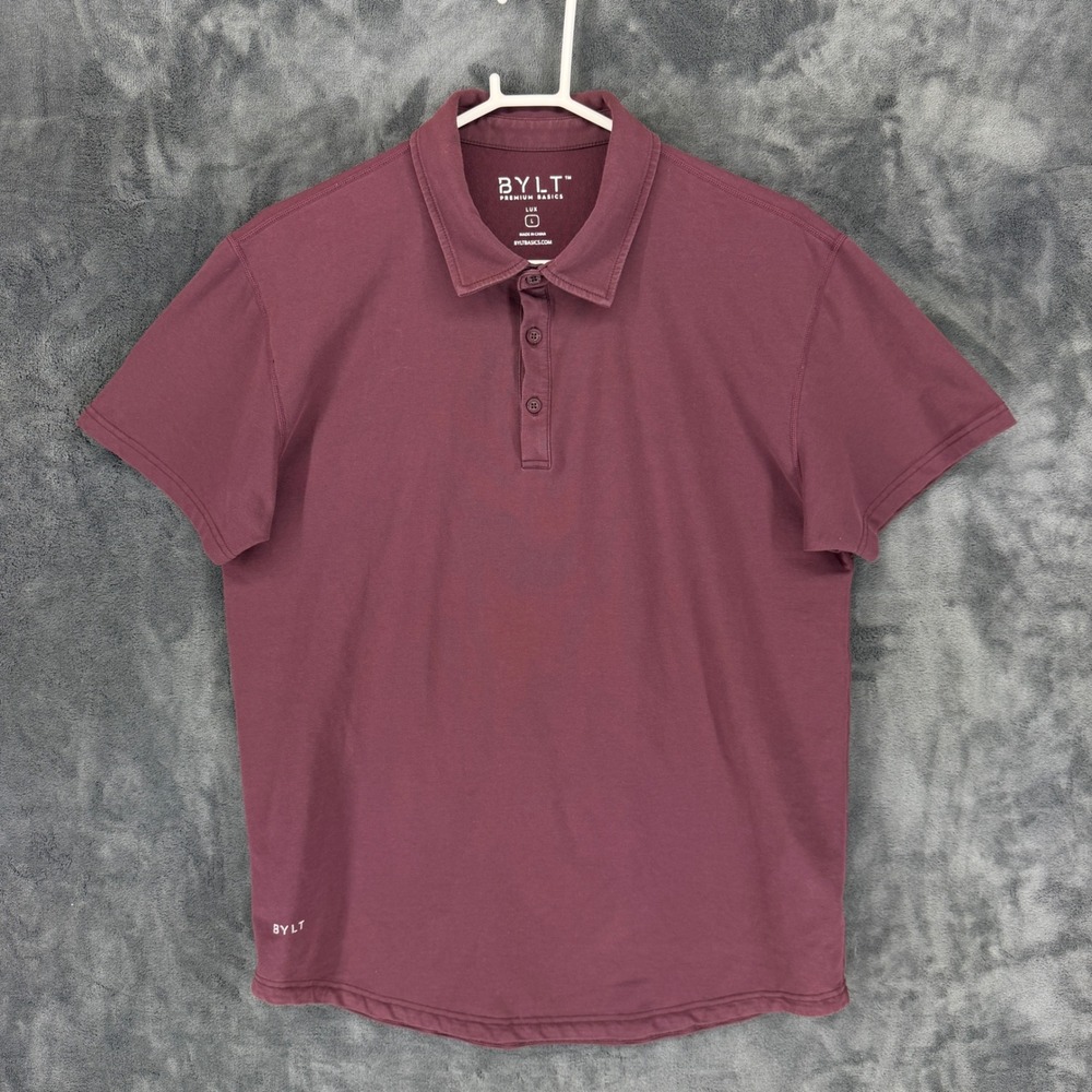 BYLT‎ Premium Basics Mens L Lux Polo Shirt Maroon Short Sleeve XDC_SS_POLO_MRN